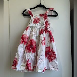 Penelope Mack White Dress with Pink-Red Floral Print